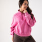 Cora Studded Half Zip Sweatshirt In Fuchsia