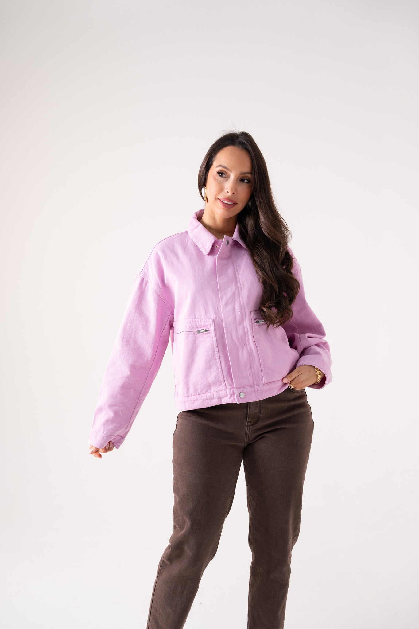 Cora Zip Front Jacket In Lilac