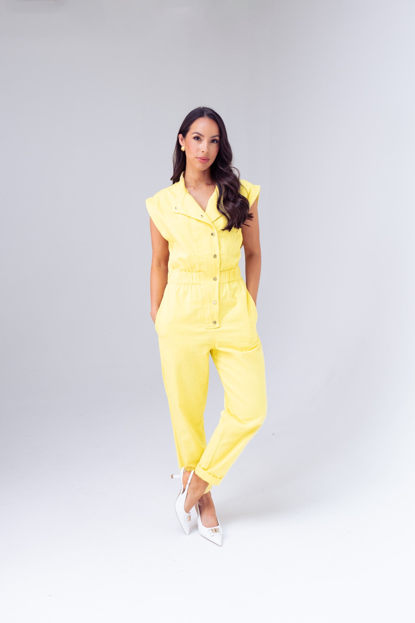 Cora Sleeveless Jumpsuit In Yellow