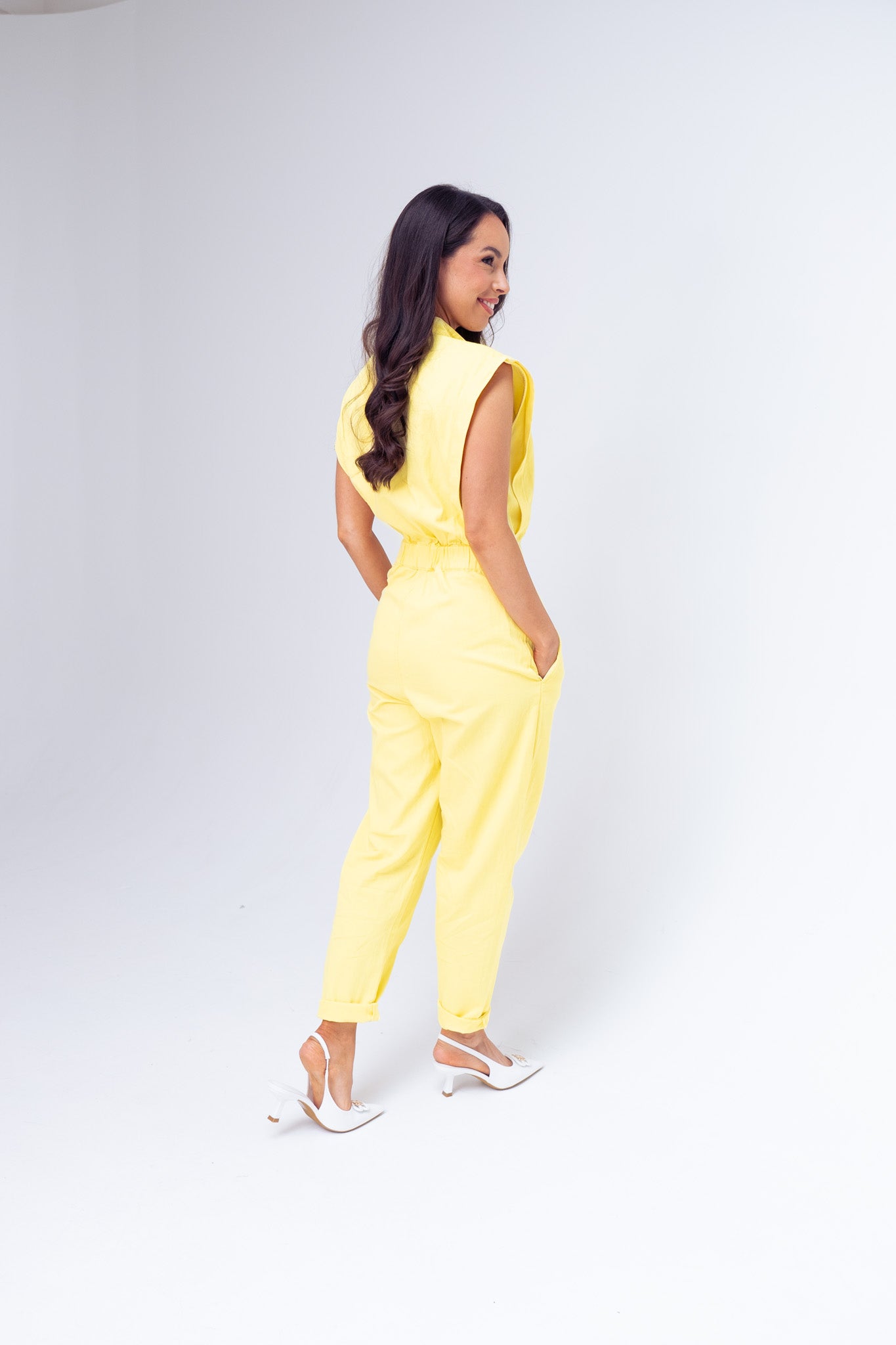 Cora Sleeveless Jumpsuit In Yellow