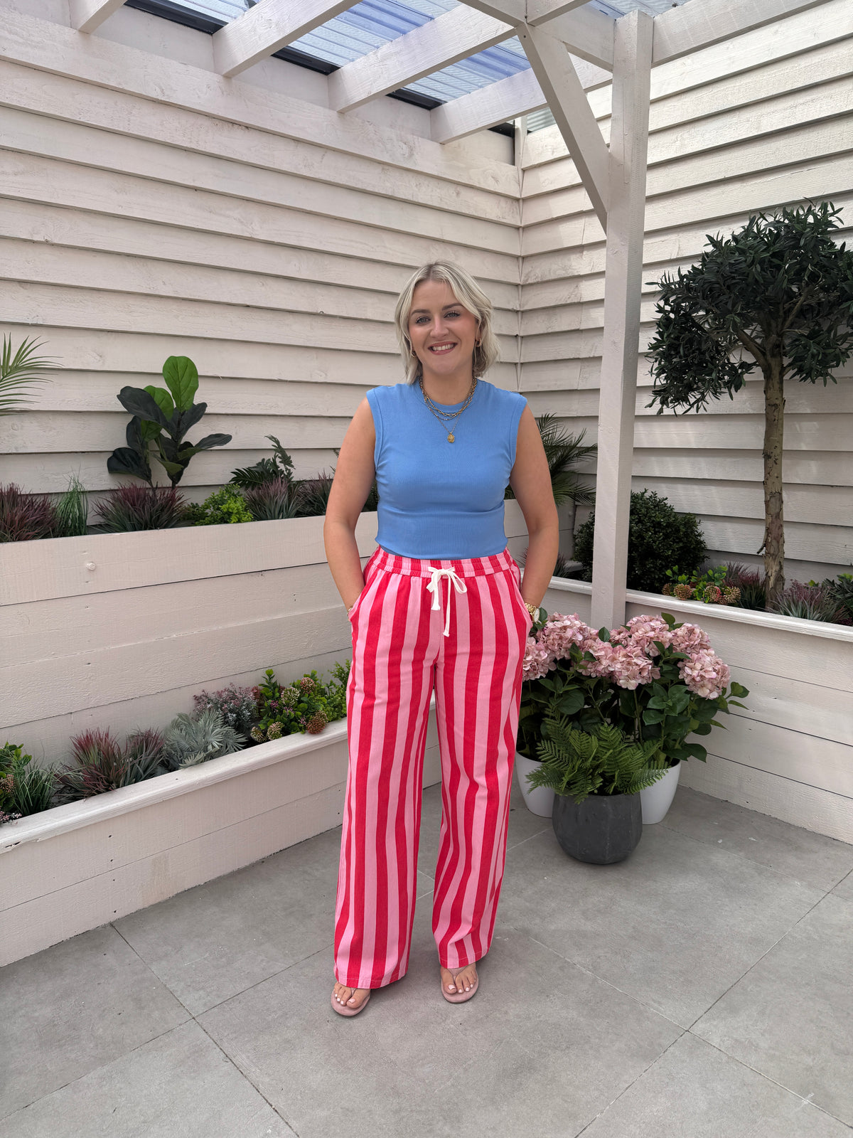 Kiera Striped Trousers In Pink Mix