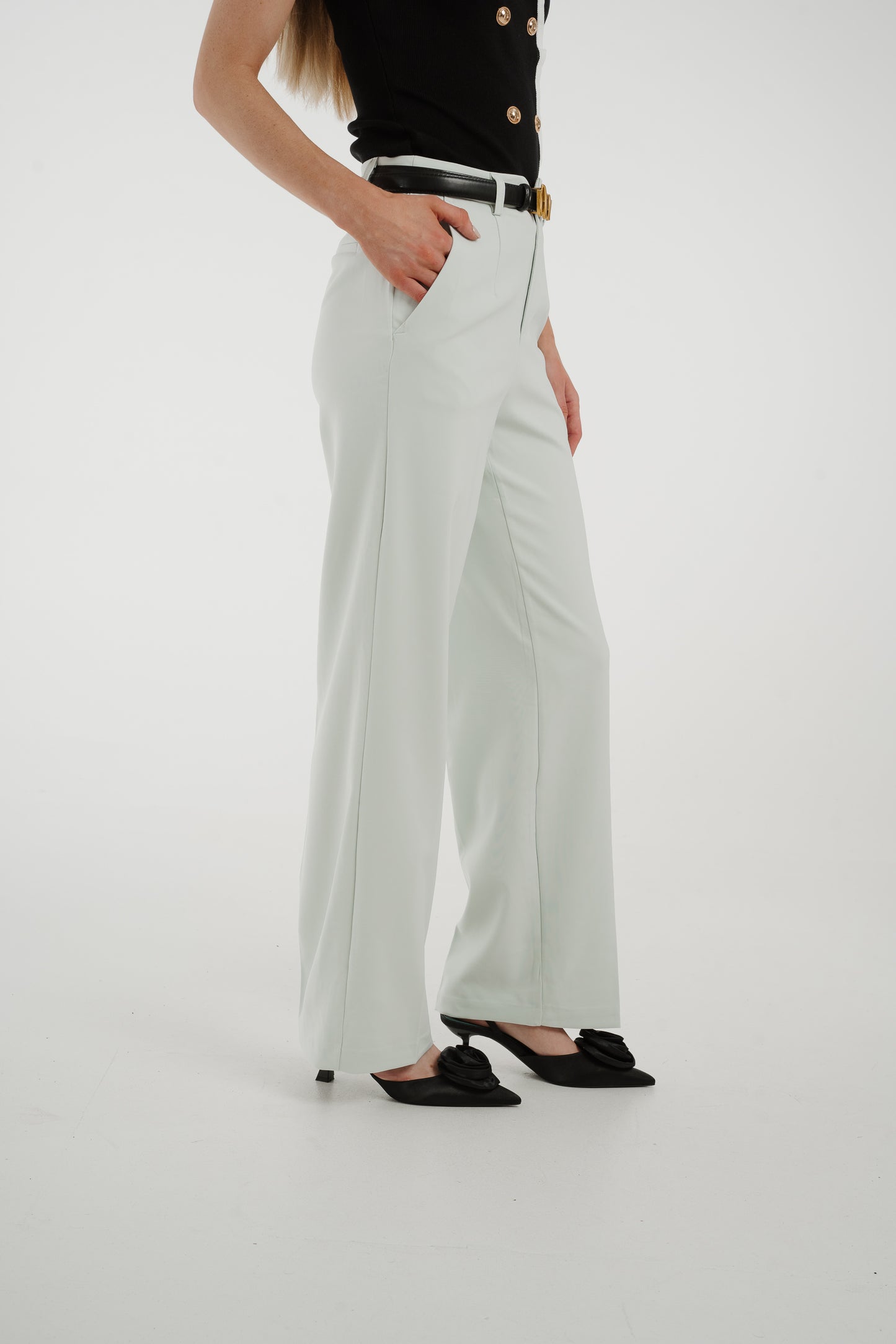 Freya Pleat Front Straight Leg Trouser In Mint