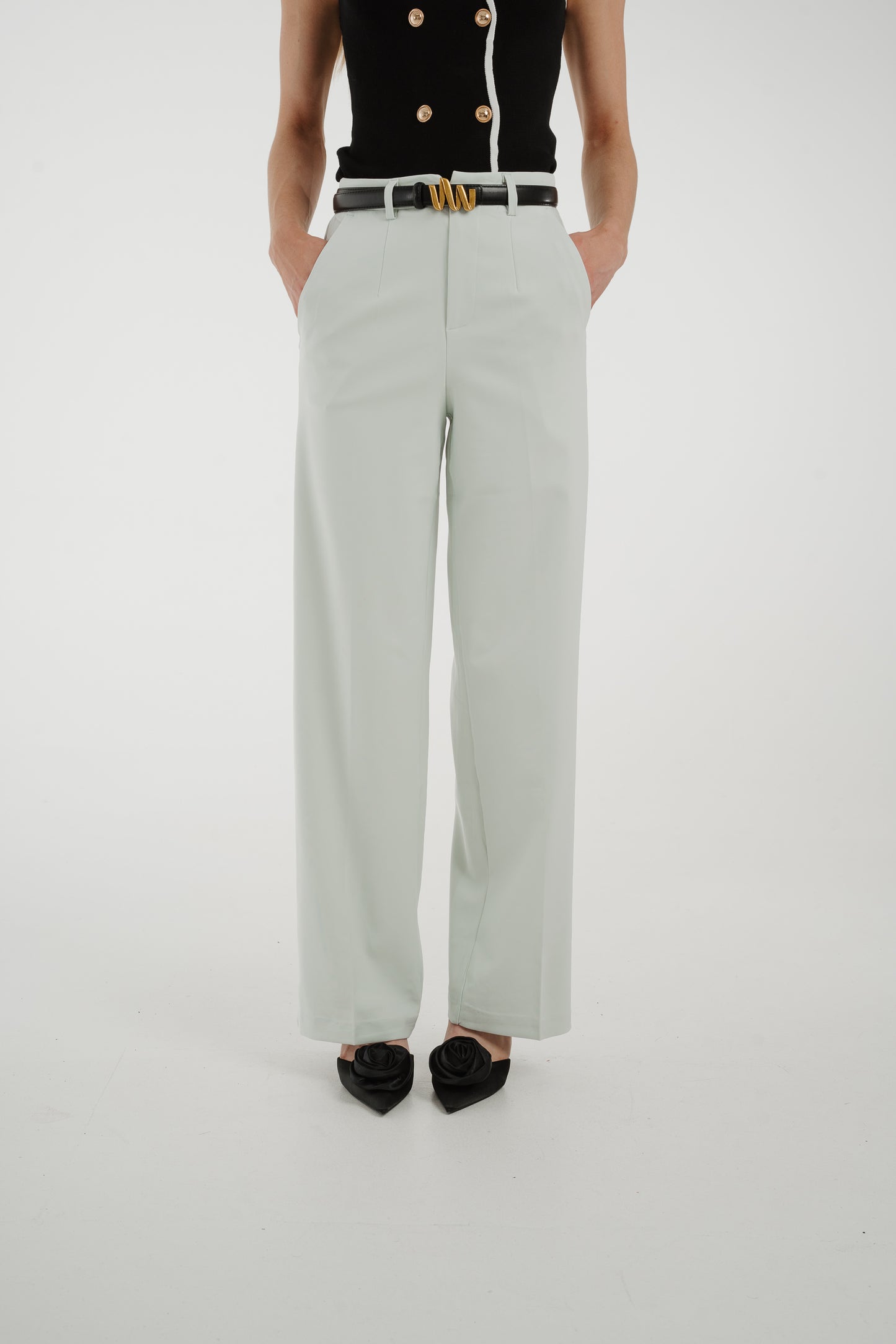 Freya Pleat Front Straight Leg Trouser In Mint