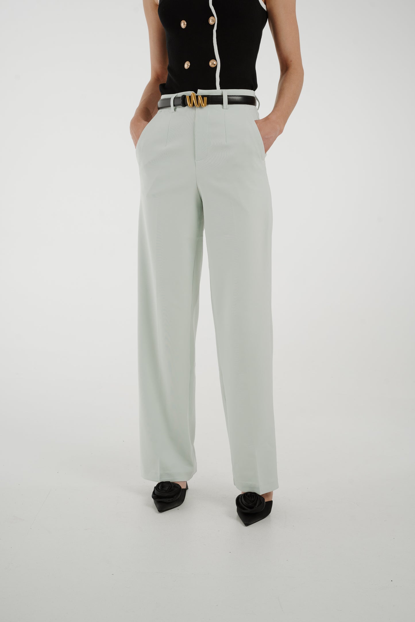 Freya Pleat Front Straight Leg Trouser In Mint