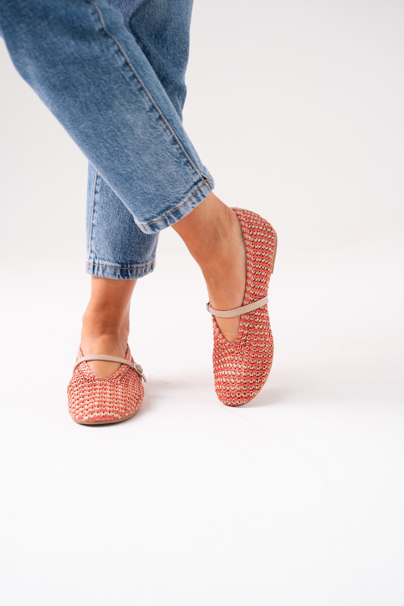 Faith Woven Flats In Red