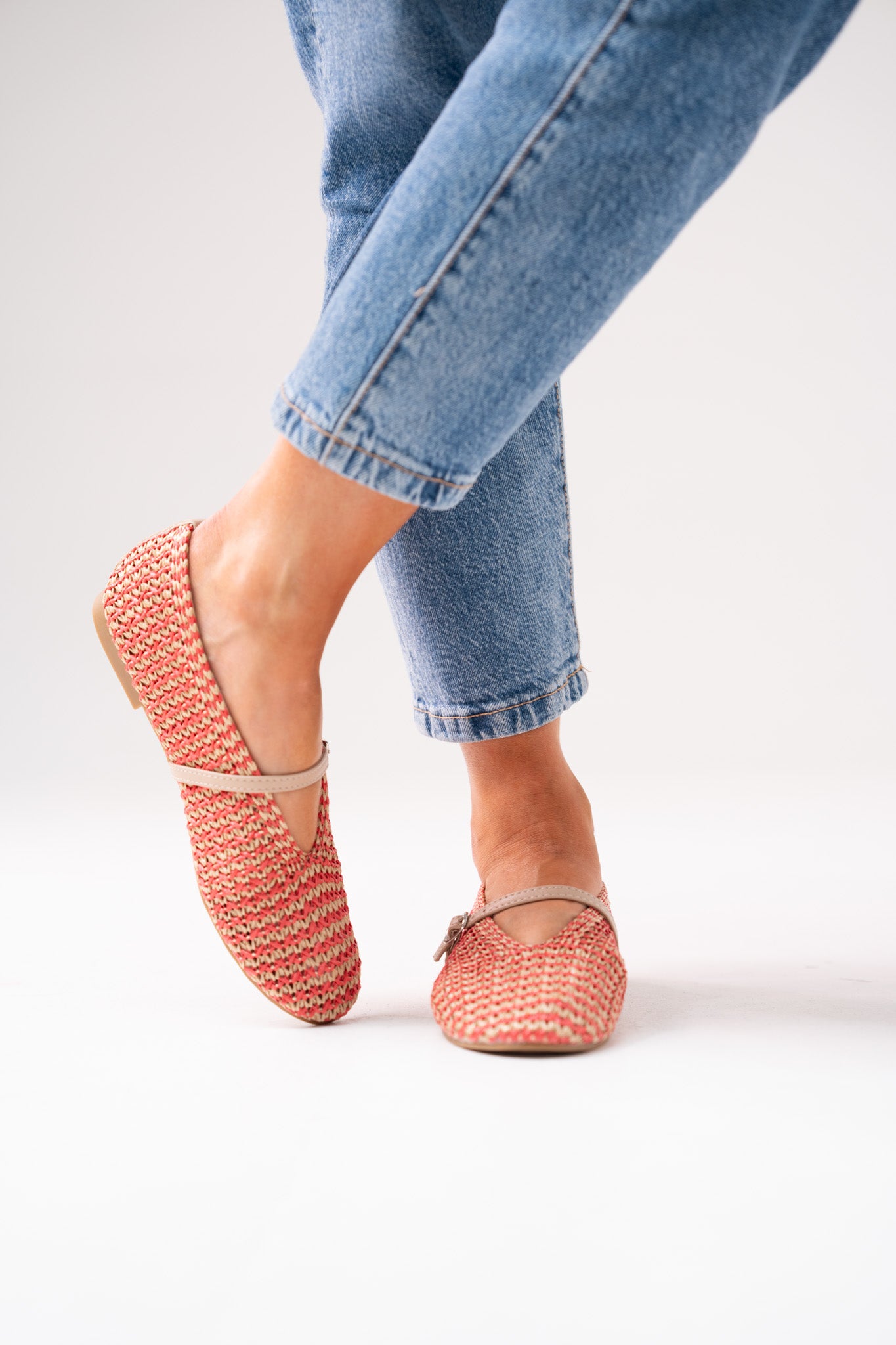 Faith Woven Flats In Red