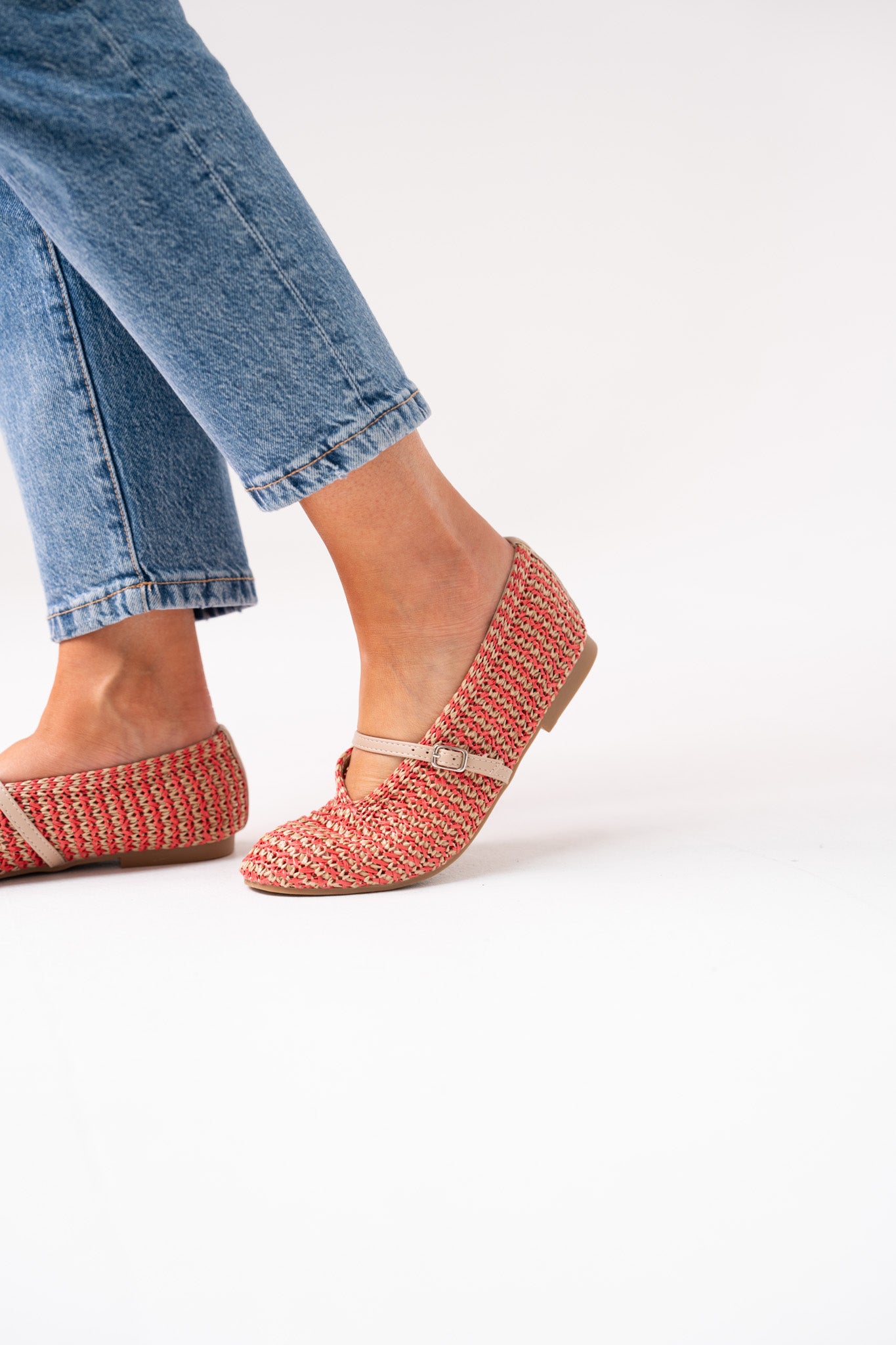 Faith Woven Flats In Red