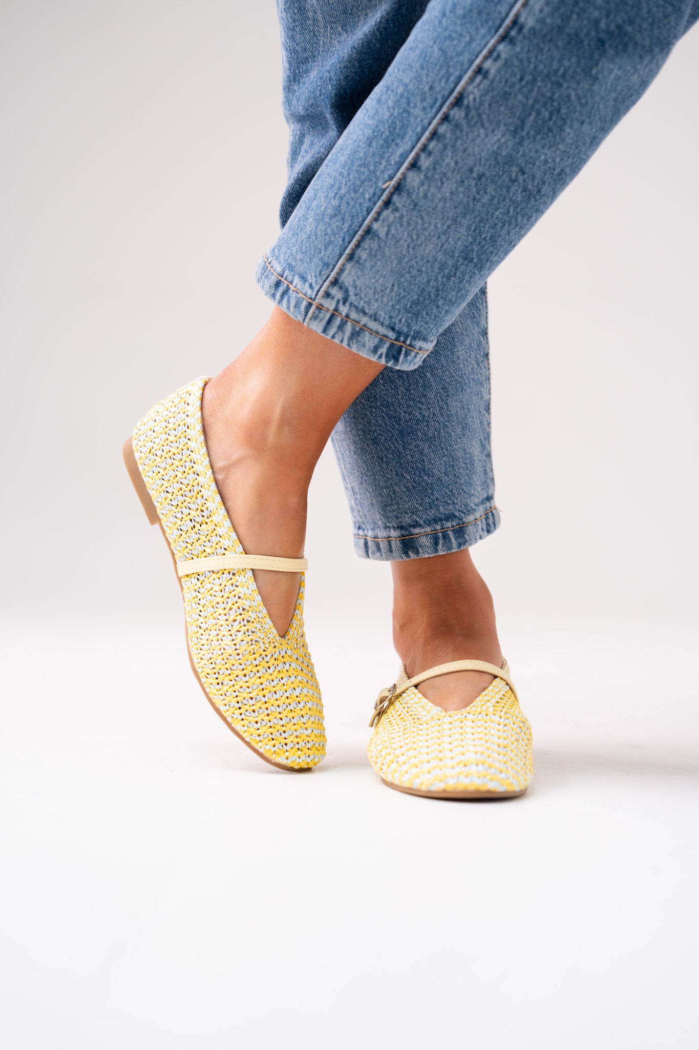 Faith Woven Flats In Yellow