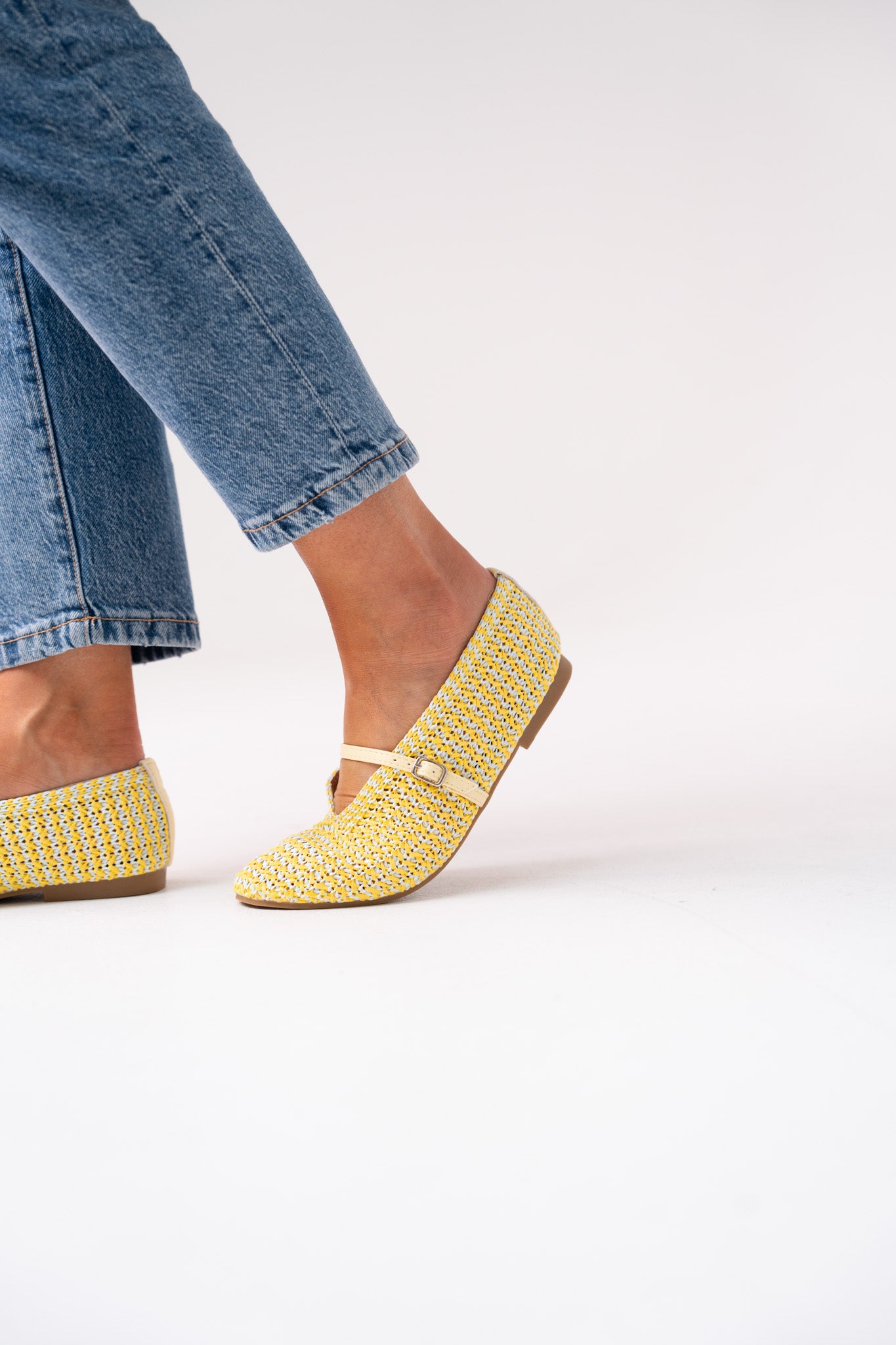 Faith Woven Flats In Yellow