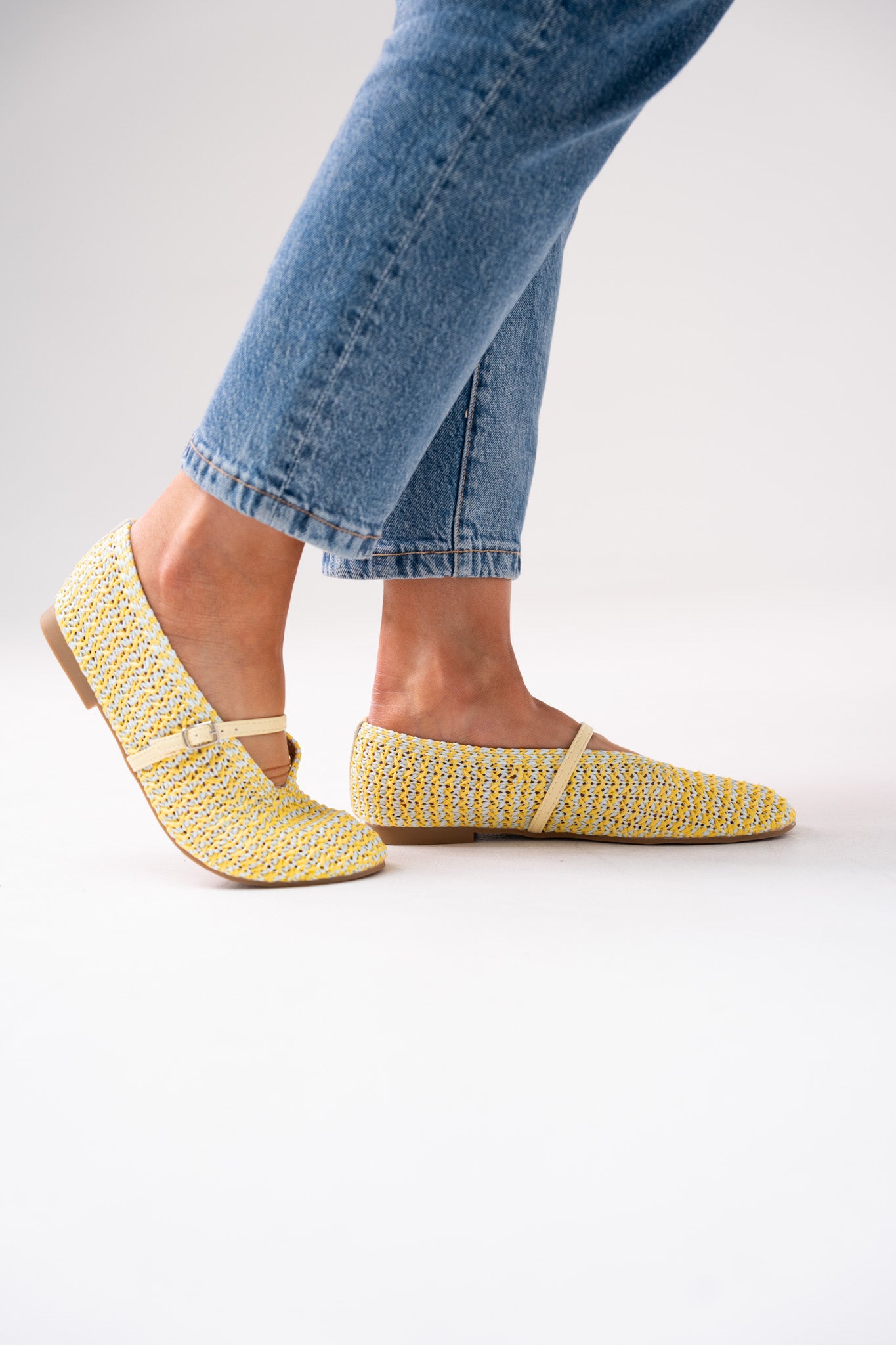 Faith Woven Flats In Yellow
