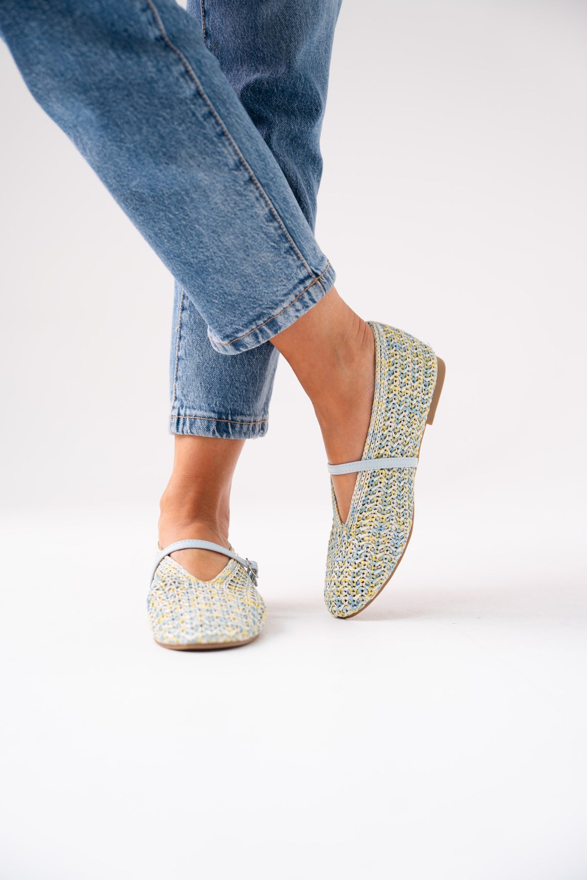 Faith Woven Flats In Blue