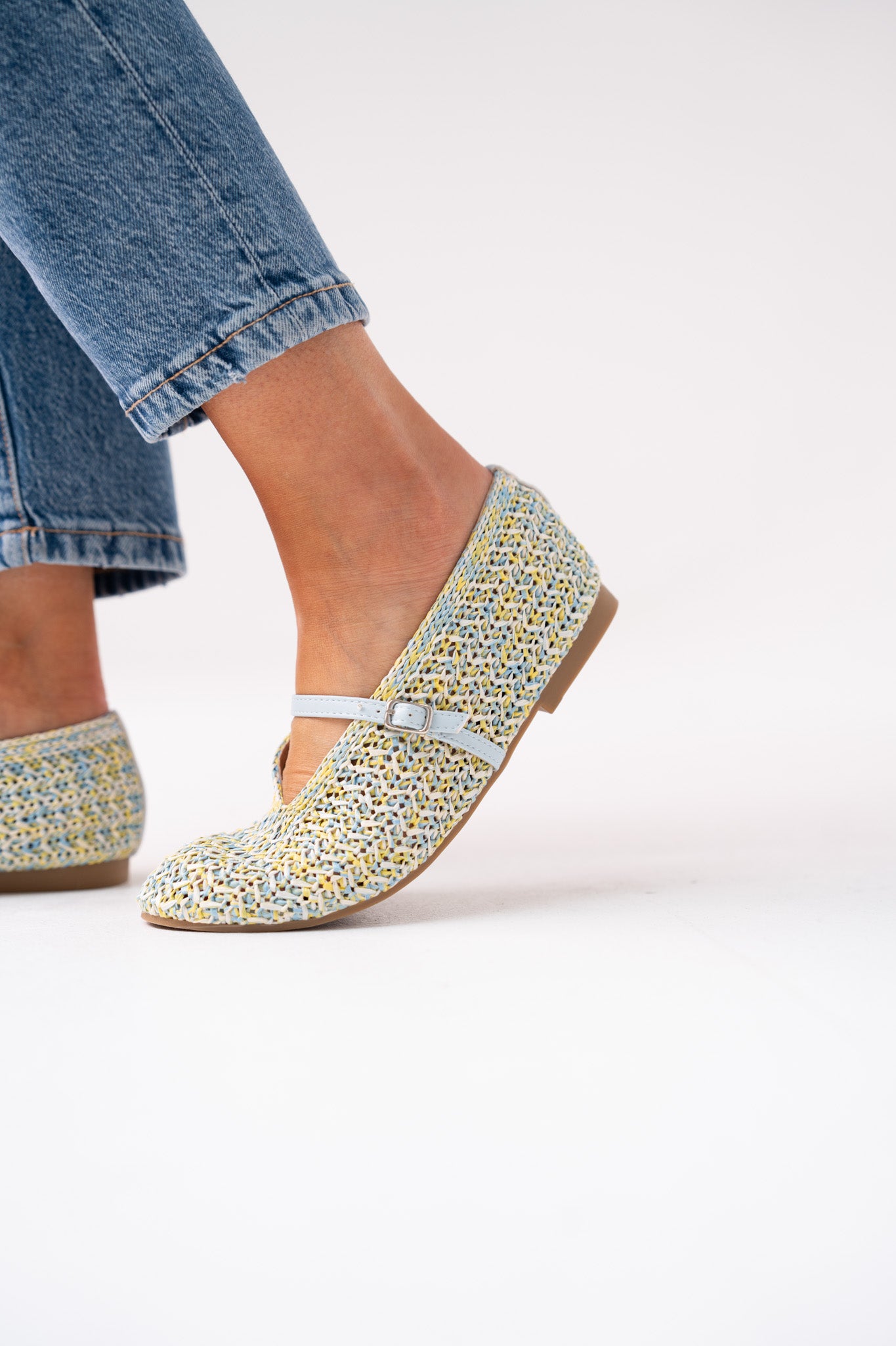 Faith Woven Flats In Blue