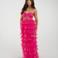 Holly Strapless Tulle Maxi Dress In Fuchsia