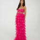 Holly Strapless Tulle Maxi Dress In Fuchsia