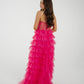 Holly Strapless Tulle Maxi Dress In Fuchsia