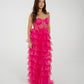Holly Strapless Tulle Maxi Dress In Fuchsia