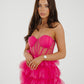 Holly Strapless Tulle Maxi Dress In Fuchsia