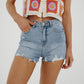 Cindy Distressed Denim Shorts In Light Wash