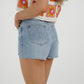 Cindy Distressed Denim Shorts In Light Wash