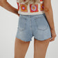 Cindy Distressed Denim Shorts In Light Wash