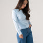 Love Laura Long Sleeve Ribbed Base Top In Blue