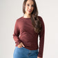 Love Laura Long Sleeve Ribbed Base Top In Burgundy