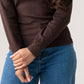 Love Laura Long Sleeve Ribbed Base Top In Chocolate