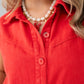 Kiera Denim Shirt Dress In Coral Red