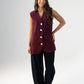 Love Laura Longline Waistcoat In Burgundy