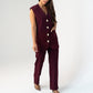 Love Laura Fitted Trousers In Burgundy