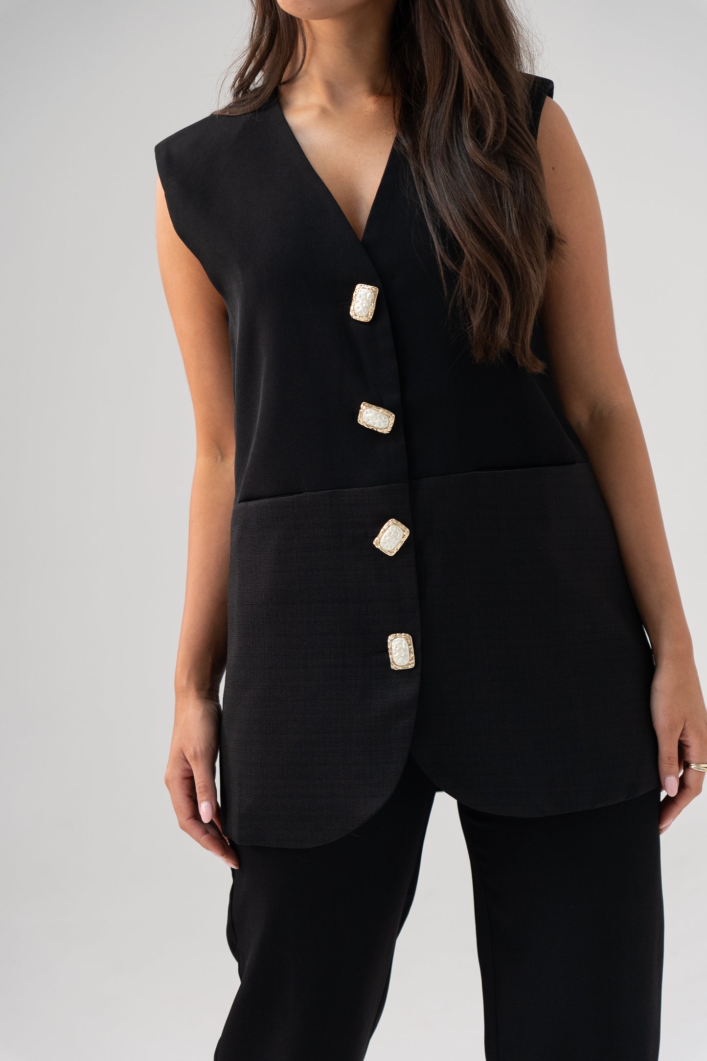Love Laura Longline Waistcoat In Black