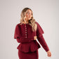 Love Laura Knit Cape With Pearls In Burgundy