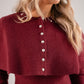 Love Laura Knit Cape With Pearls In Burgundy
