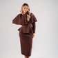 Love Laura Knit Peplum Top In Chocolate
