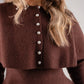 Love Laura Knit Cape With Pearls In Chocolate