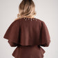 Love Laura Knit Cape With Pearls In Chocolate