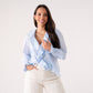 Holly Pleat & Ruffle Blouse In Blue
