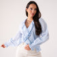 Holly Pleat & Ruffle Blouse In Blue