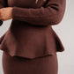 Love Laura Knit Peplum Top In Chocolate