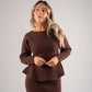 Love Laura Knit Peplum Top In Chocolate