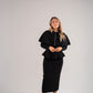 Love Laura Knit Cape With Pearls In Black