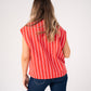 Kiera Stripe Waistcoat In Red