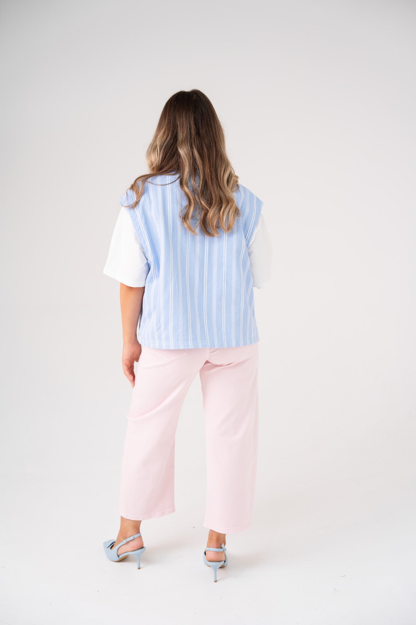 Kiera Stripe Waistcoat In Blue