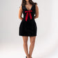 Love Laura Red Bow Velvet Dress In Black