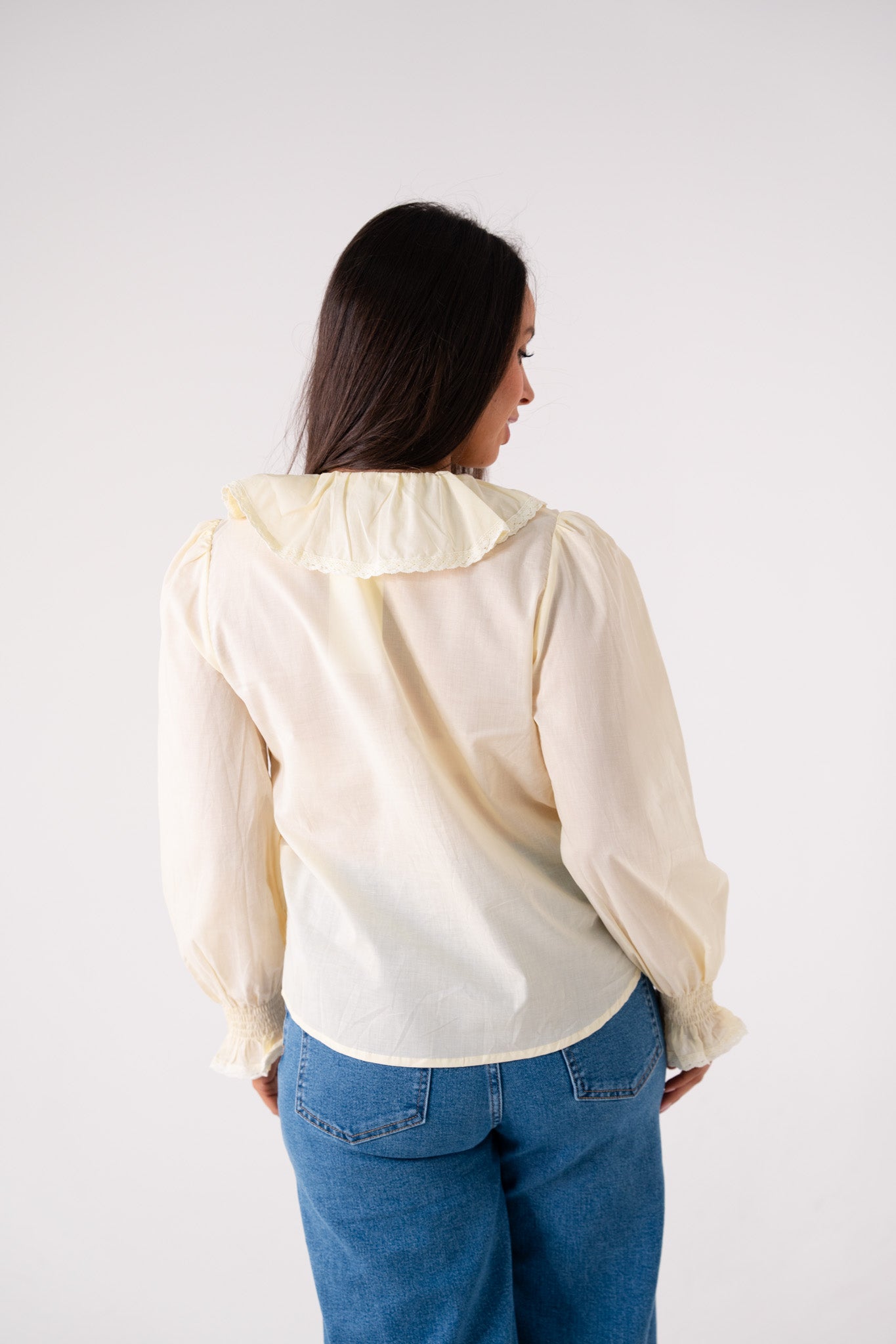 Holly Pleat & Ruffle Blouse In Lemon
