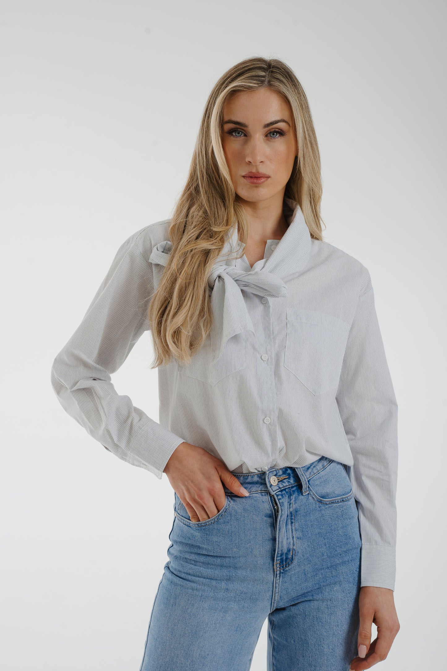 Lily Bow Neck Blouse In White