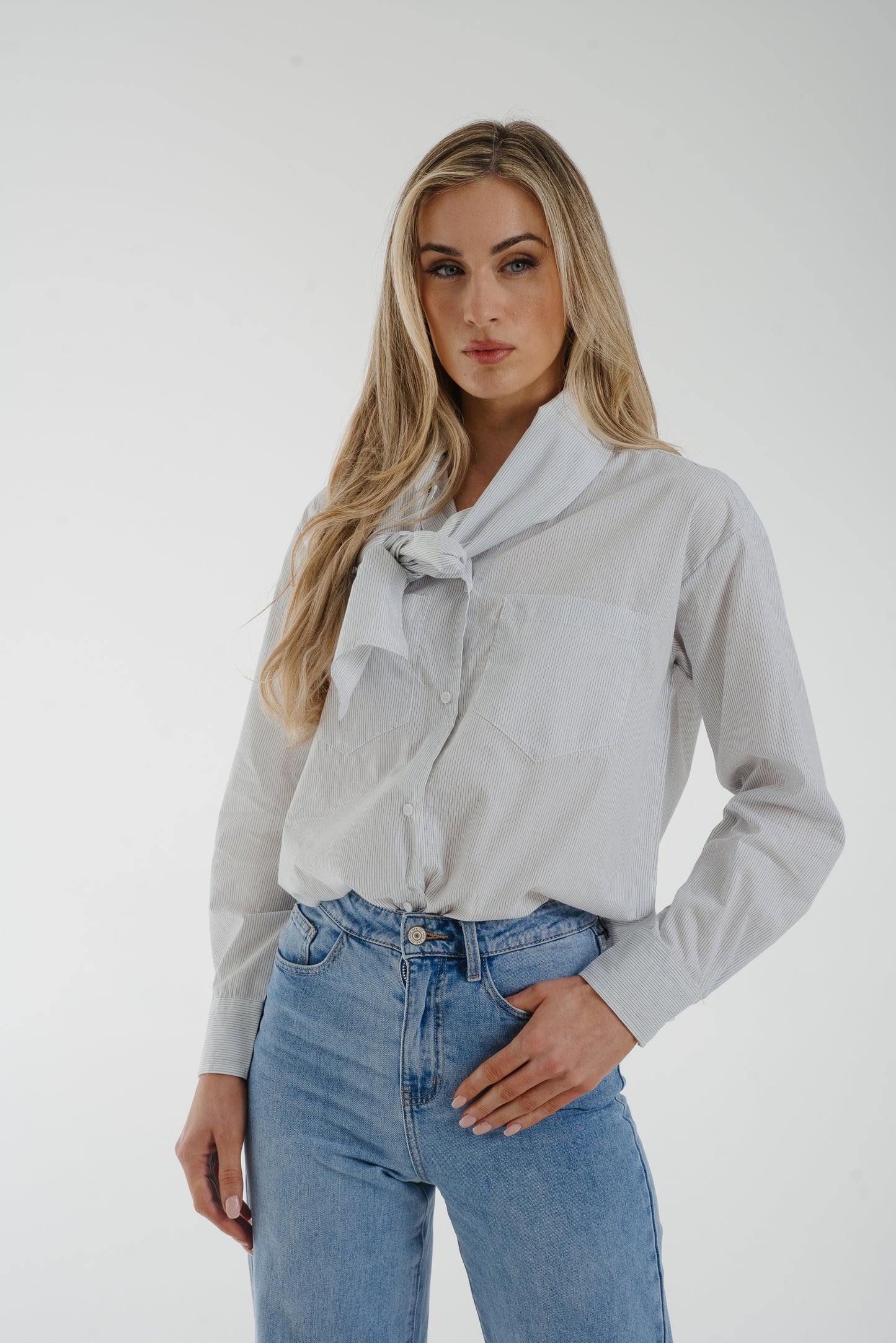 Lily Bow Neck Blouse In White