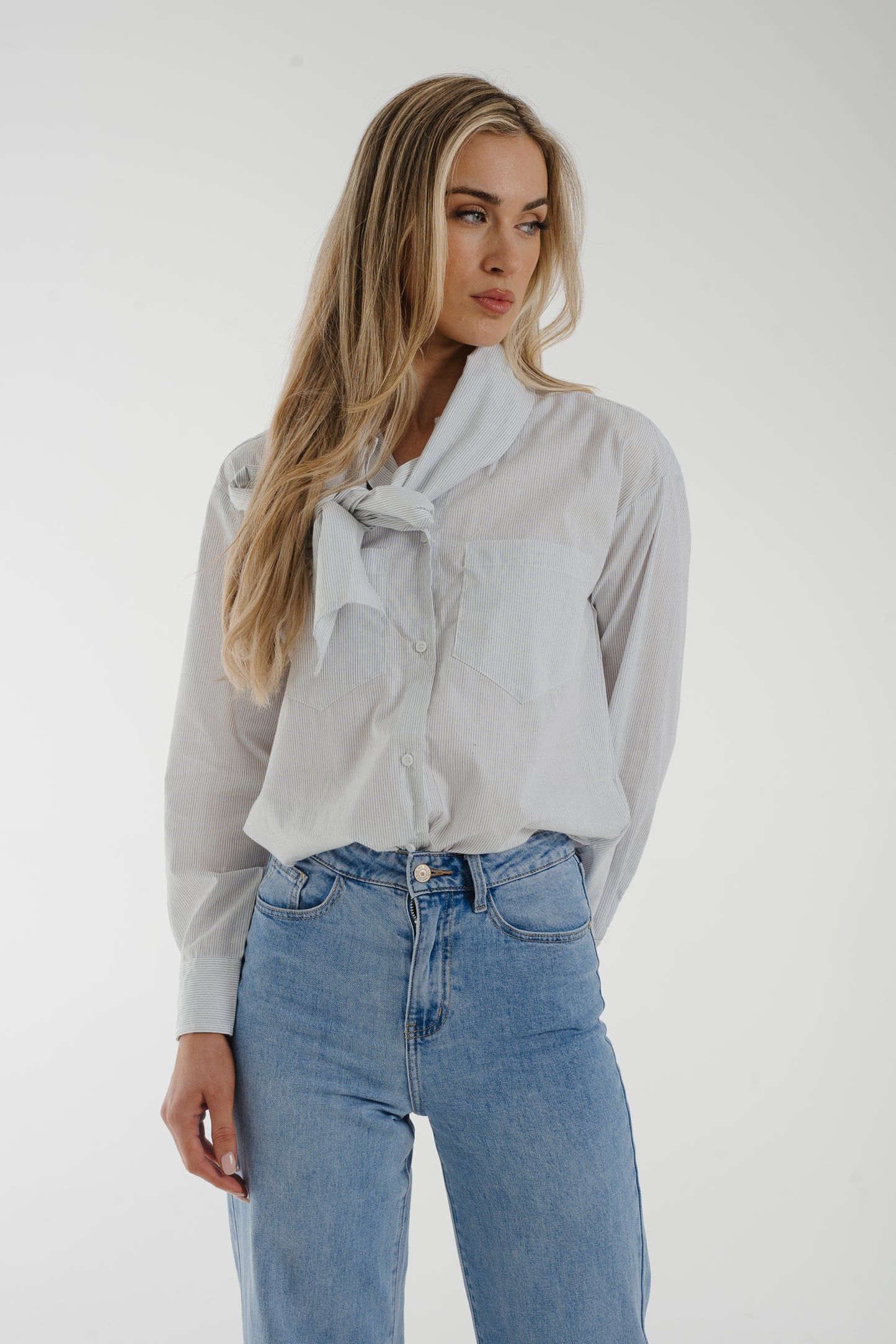 Lily Bow Neck Blouse In White