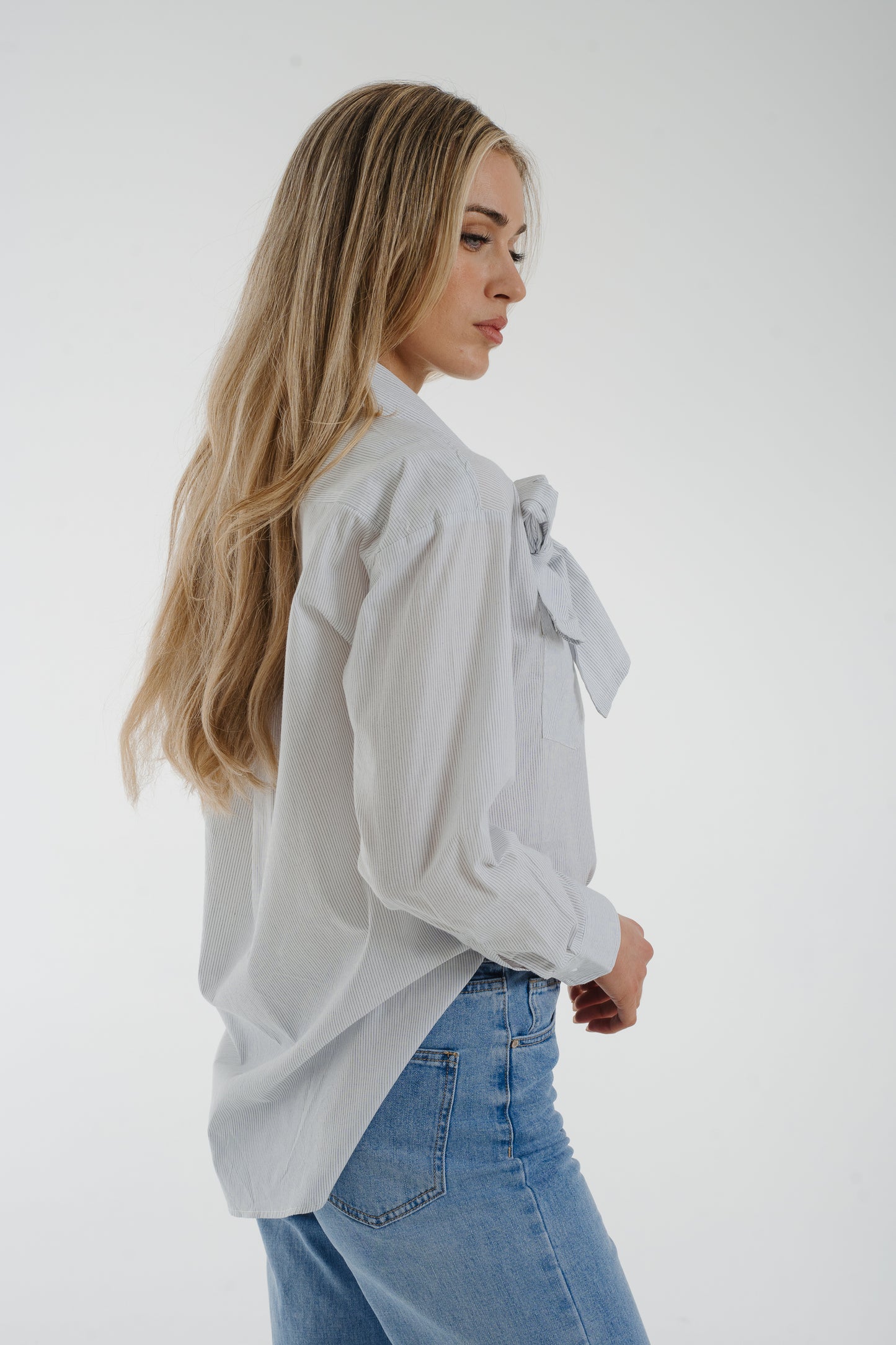 Lily Bow Neck Blouse In White