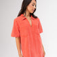 Kendra Denim Shirt Dress In Coral